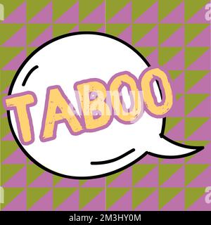 Text sign showing Taboo. Conceptual photo a social or religious custom prohibiting or forbidding person, place, or thing Stock Photo