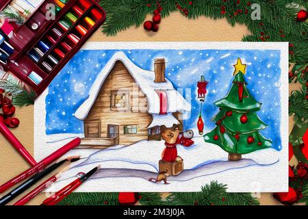 How To Draw Merry Christmas Scenery Step By Step | Santa Clause Drawing  Easy | Christmas Drawing - YouTube