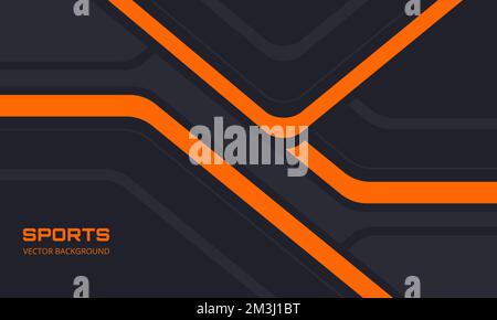 Orange and black sports background with abstract design motion elements, angles and arrows. Abstract dark gray and orange waved background. Stock Vector