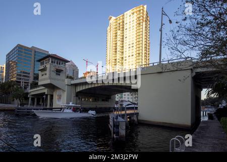 The New River in the heart of Fort Lauderdale, Florida, USA Stock Photo