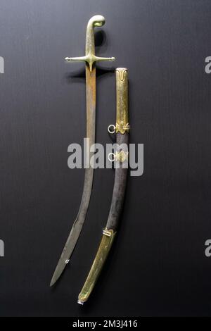 Antique Ottoman Sword from weapons collection in Istanbul Topkapi Palace. 2022. Stock Photo