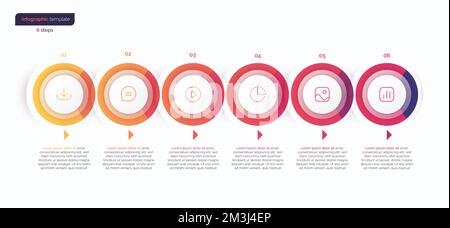 Vector minimalistic infographic template composed of 6 circles Stock Vector