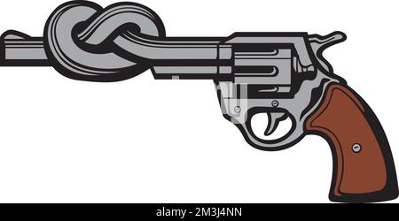 Revolver Barrel Tied in Knot (Gun). Vector Illustration. Stock Vector