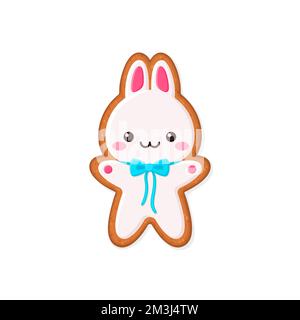 Rabbit shaped gingerbread cookie  Stock Vector