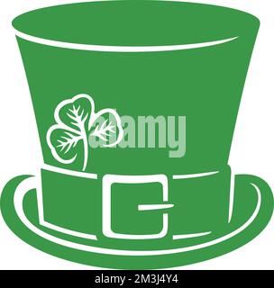 Leprechaun Green Top Hat with Clover (Shamrock). St. Patrick’s Day Design. Vector Illustration. Stock Vector