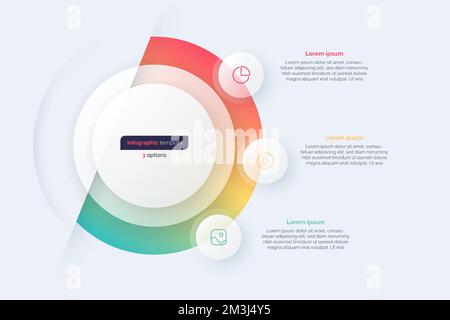 Three option circle infographic design template. Vector illustration Stock Vector