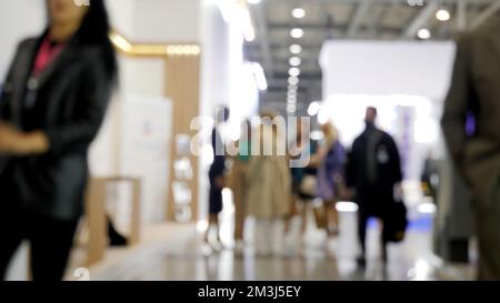 People gathered for the event. Media.A large group of people in the office who will go in different directions. High quality 4k footage Stock Photo