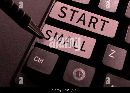 Text showing inspiration Start Small. Business overview Small medium enterprises start up Business entrepreneurship Stock Photo