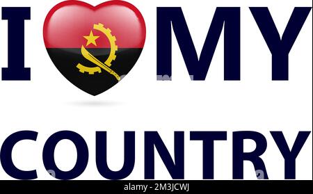 Heart with Angolan flag design. I Love My Country - Angola Stock Vector