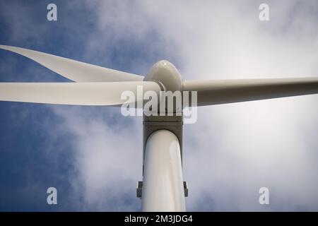 Abstract close up of Wind Turbine producing alternative energy Stock Photo