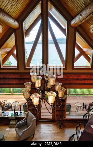 Interior view of dining area; The Inn on the Lake; bed & breakfast lodge; Marsh Lake; near Whitehorse; Yukon Territory; Canada Stock Photo