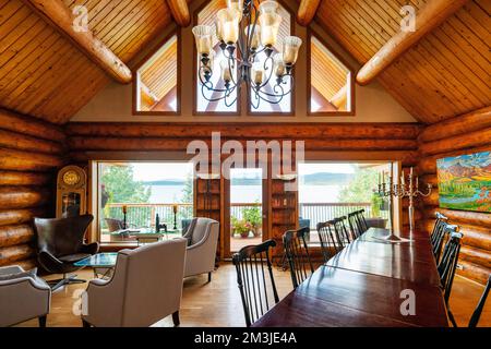 Interior view of dining area; The Inn on the Lake; bed & breakfast lodge; Marsh Lake; near Whitehorse; Yukon Territory; Canada Stock Photo