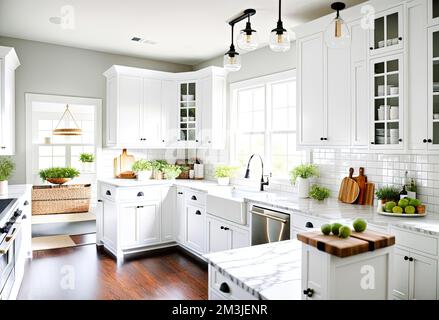 Modern kitchen interior design in a luxury house Stock Photo