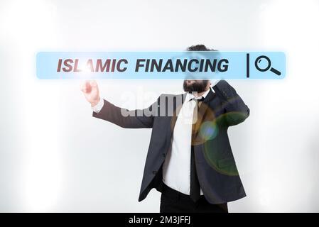 Text sign showing Islamic Financing. Concept meaning Banking activity and investment that complies with sharia Stock Photo