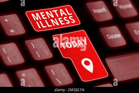 Text caption presenting Mental Illness. Business concept person condition regard to their psychological well being Stock Photo