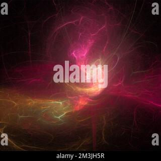 abstract crimson orange glowing pattern on a black background, lightning in the night sky, design, wallpaper Stock Photo