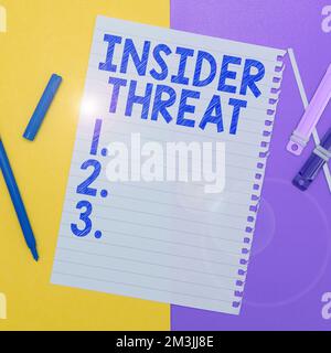 Conceptual display Insider Threat. Conceptual photo security threat that originates from within the organization Stock Photo