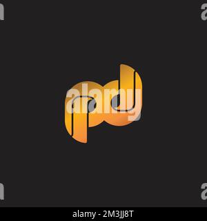 letter pd 3d gradient flat geometric logo vector Stock Vector
