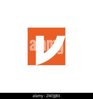 letter rv square negative space logo vector Stock Vector