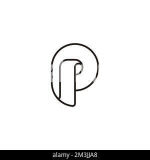 letter p simple paper motion outline logo vector Stock Vector