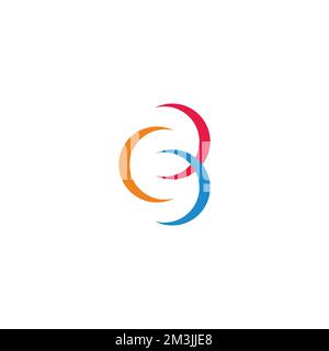 letter cb linked curves colorful logo vector Stock Vector