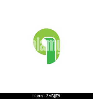 letter q 3d simple curves geometric logo vector Stock Vector