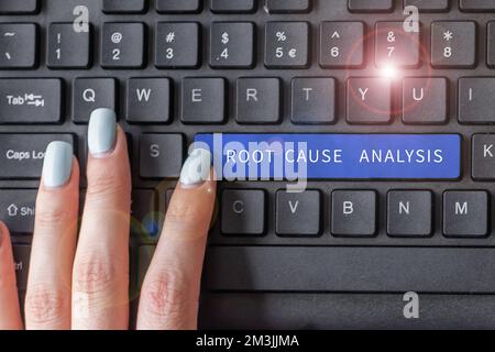 Conceptual caption Root Cause Analysis. Conceptual photo Method of Problem Solving Identify Fault or Problem Stock Photo