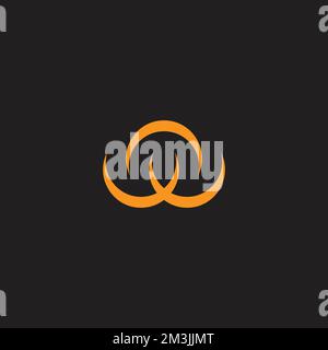 lettter w moon shape simple geometric logo vector Stock Vector
