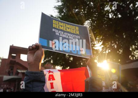 New Delhi, New Delhi, India. 15th Dec, 2022. Students demonstrate on the third anniversary of police action in 2019 at Jamia Millia Islamia. (Credit Image: © Shivam Khanna/Pacific Press via ZUMA Press Wire) Stock Photo