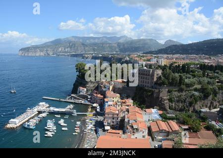 The Italian Mediterranean coastal city of Sorrento, part of the metropolitan city of Naples, near the Amalfi Coast, in Campania, southern Italy. Stock Photo