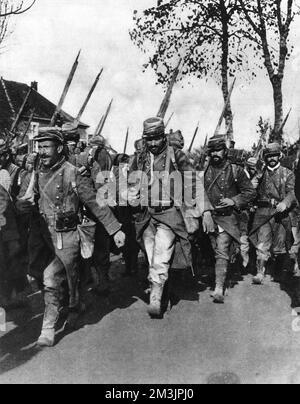 French soldiers on the march Stock Photo