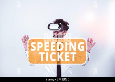 Conceptual display Speeding Ticket. Word for psychological test for the maximum speed of performing a task Stock Photo