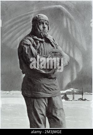 Sir Ernest Shackleton, dressed in kit suited to Antarctic conditions ...