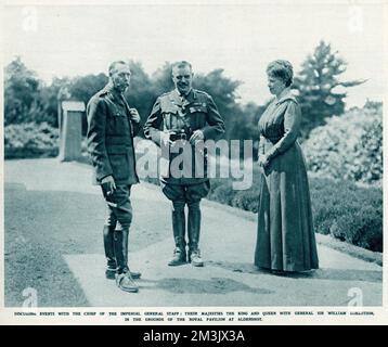 King George V with Queen Mary and General Sir William Robert Stock Photo