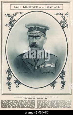Lord Horatio Herbert Kitchener (1850 - 1916), published shortly after his death. Stock Photo