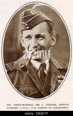 Air Chief-Marshal Sir Arthur William Tedder, the Scottish commander of the Royal Air Force. Sir Arthur later became 1st Baron Tedder of Glenguin. Stock Photo