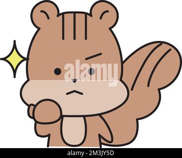 A squirrel character is motivated.  Cute and funny animal is expressing emotion. Stock Vector