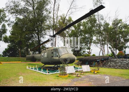 KhoaKhor PetChaBoon/Thailand - June 14 2020 : Helicopters of the old green military unit abandoned Stock Photo
