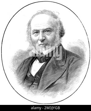 Portrait of Sir Rowland Hill (1795-1879), originator of penny postage and Post Office supremo.     Date: 1879 Stock Photo