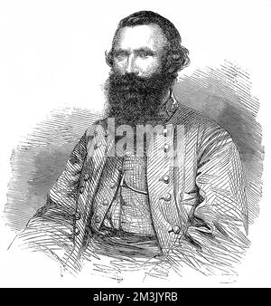 General James Ewell Brown Stuart (1833 - 1864), better known as Jeb Stuart, of the Confederate Army; pictured during the American Civil War. Stuart was a brilliant cavalry commander during the war, but was mortally wounded at Yellow Tavern, near Richmond, May 11th 1864. Stock Photo