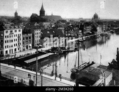 Photograph showing the Kottel Bridge at Konigsberg, then capital of ...