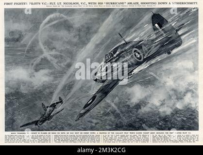 Flight Lieut. Nicolson winning the Victoria Cross Stock Photo