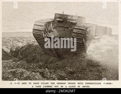 British Tank on the move; First World War, 1916 Stock Photo