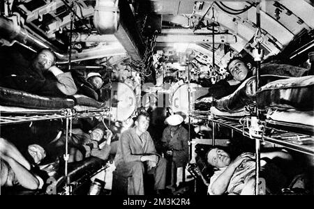 Torpedo Room of a U-boat, pre-Second World War. Stock Photo