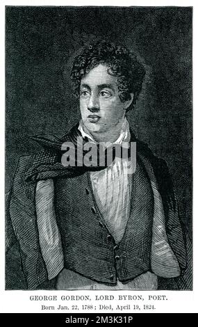 George Gordon Noel Byron, 6th Baron Byron of Rochdale (1788 - 1824), English poet and society figure.     Date: Stock Photo
