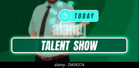 Conceptual caption Talent Show. Conceptual photo Competition of entertainers show casting their performances Stock Photo