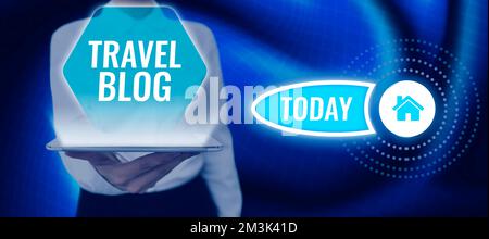 Text sign showing Travel Blog. Business concept Sharing thoughts and experiences of the places around the world Stock Photo