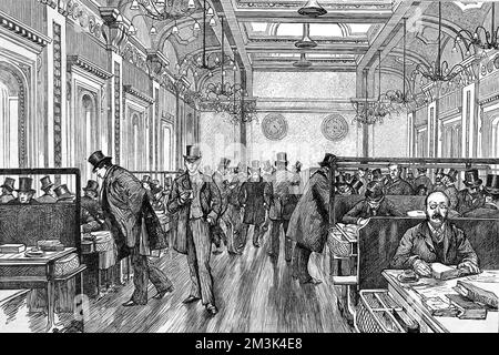 The Underwriting Room of Lloyd's of London, 1886. Stock Photo