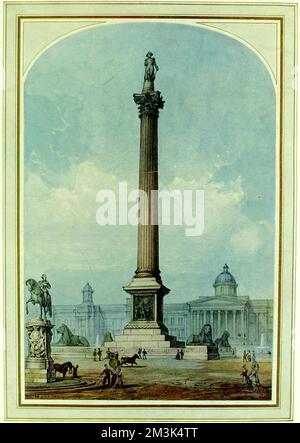 Painting of the Nelson column, Trafalgar Square Stock Photo