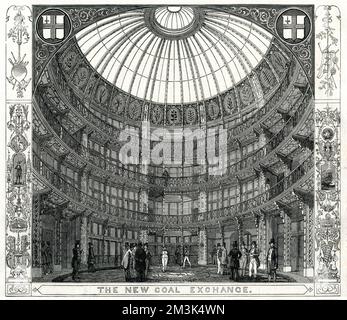 Interior of the new Coal Exchange in London.     Date: 1849 Stock Photo